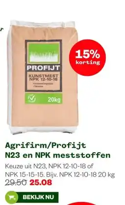 Welkoop Agrifirm/Profijt N23 en NPK meststoffen aanbieding