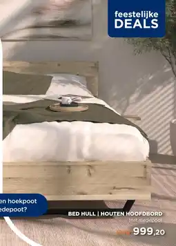 TotaalBED Bed Hull | houten hoofdbord | 140 x 200 cm | Slede poten aanbieding