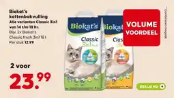 Pets Place Biokat's kattenbakvulling Alle varianten Classic 3in1 van 14 t/m 18 ltr. aanbieding