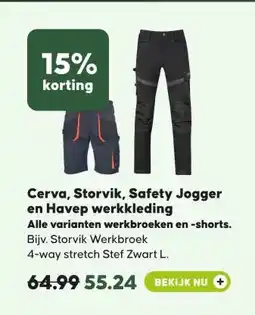 Pets Place Cerva, Storvik, Safety Jogger en Havep werkkleding Alle varianten werkbroeken en -shorts. aanbieding