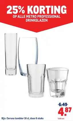Makro OP ALLE METRO PROFESSIONALDRINKGLAZEN aanbieding