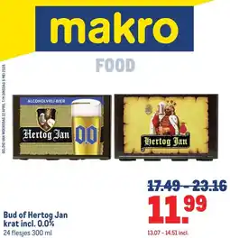Makro Bud of Hertog Jan krat incl. 0.0% aanbieding