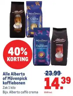Makro Alle Alberto of Mövenpick koffiebonen aanbieding