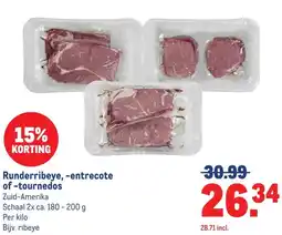 Makro Runderribeye, -entrecote of-tournedos aanbieding