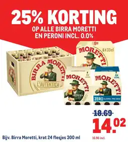 Makro OP ALLE BIRRA MORETTI EN PERONI INCL. 0.0% aanbieding