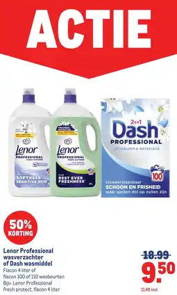 Makro Lenor Professional wasverzachterof Dash wasmiddel aanbieding
