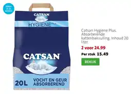 Intratuin Catsan Hygiene Plus. Absorberende kattenbakvulling. Inhoud 20 liter. aanbieding