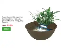 Intratuin Superfish mini terrasvijver. Compleet met waterval, plantenfilter en pomp, grijs of bruin. aanbieding