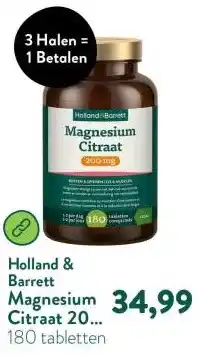 Holland & Barrett Magnesium Citraat 200 mg - 180 tabletten aanbieding