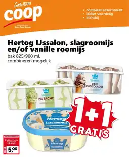 Coop Hertog IJssalon, slagroomijs en/of vanille roomijs aanbieding