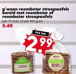 Coop g'woon roomboter stroopwafels bereid met roomboter of roomboter stroopwafels aanbieding