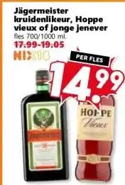 Coop Jägermeister kruidenlikeur, Hoppe vieux of jonge jenever aanbieding