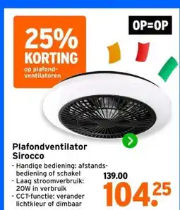 GAMMA Plafondventilator Sirocco aanbieding