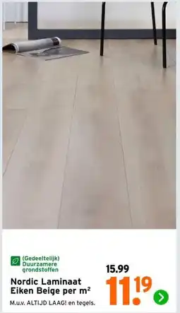 GAMMA Nordic Laminaat Eiken Beige aanbieding