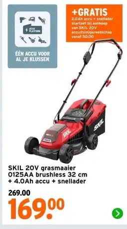 GAMMA SKIL 20V grasmaaier 0125AA brushless 32 cm + 4.0Ah accu + snellader aanbieding