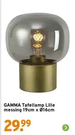 GAMMA GAMMA Tafellamp Lille messing 19cm x Ø16cm aanbieding