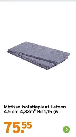 GAMMA Métisse isolatieplaat katoen 4,5 cm 4,32m² Rd 1,15 (6 stuks) aanbieding