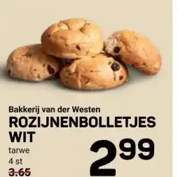 Ekoplaza Bakkerij van der Westen ROZIJNENBOLLETJES WIT aanbieding