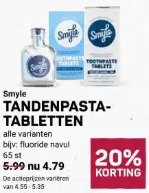 Ekoplaza SmyleTANDENPASTA- TABLETTEN aanbieding