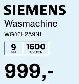 De Witgoed Specialist SIEMENS Wasmachine aanbieding