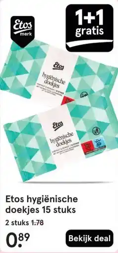 Etos Etos hygiënische doekjes 15 stuks aanbieding