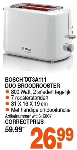 Correct BOSCH TAT3A111 DUO BROODROOSTER aanbieding