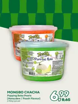 Amazing Oriëntal MONGBO CHACHA Popping Boba Pearls (Honeydew/Peach Flavour) aanbieding