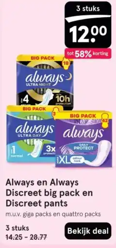Etos Always en Always Discreet big pack en Discreet pants aanbieding