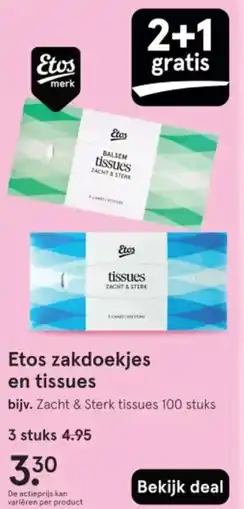 Etos Etos zakdoekjes en tissues aanbieding