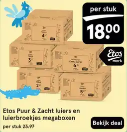 Etos Etos Puur & Zacht luiers en luierbroekjes megaboxen aanbieding