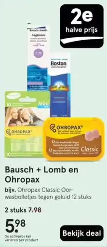 Etos Bausch + Lomb en Ohropax aanbieding