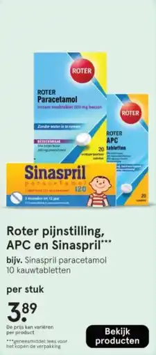 Etos Roter pijnstilling, APC en Sinaspril aanbieding