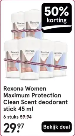 Etos Rexona Women Maximum Protection Clean Scent deodorant stick aanbieding