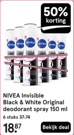 Etos Nivea Invisible Black & White Original deodorant spray aanbieding