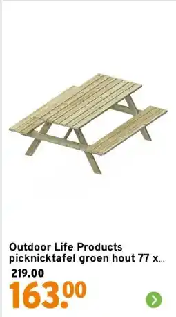 GAMMA Outdoor Life Products picknicktafel groen hout 77 x 180 cm aanbieding