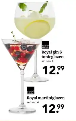 Blokker Royal gin & tonicglazen en Royal martiniglazen aanbieding