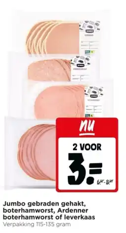 Jumbo Jumbo gebraden gehakt, boterhamworst, Ardenner boterhamworst of leverkaas aanbieding