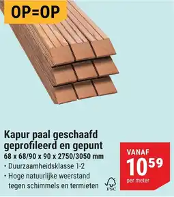 Pontmeyer Kapur paal geschaafd geprofileerd en gepunt aanbieding