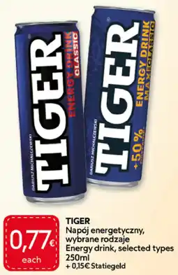 Food Plus Tiger Energy Drink, Selected Types aanbieding