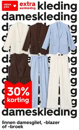 HEMA Linnen Damesgilet, Blazer of Broek aanbieding