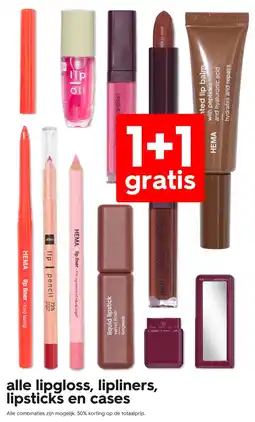 HEMA Alle Lipgloss, Lipliners, Lipsticks en Cases aanbieding