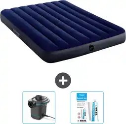 Bol.com Intex Luchtbed - Twijfelaar - 137 x 191 x 25 cm - Blauw - Inclusief Pomp en Reparatieset aanbieding