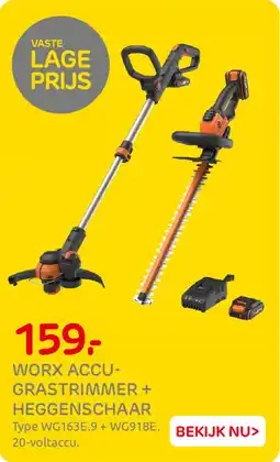 Praxis Worx Accu Grastrimmer + Heggenschaar aanbieding