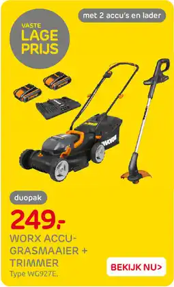 Praxis Worx Accu Grasmaaier + Trimmer aanbieding
