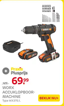 Praxis Worx Accuklopboormachine aanbieding
