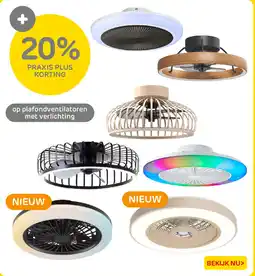 Praxis op plafondventilatoren met verlichting aanbieding