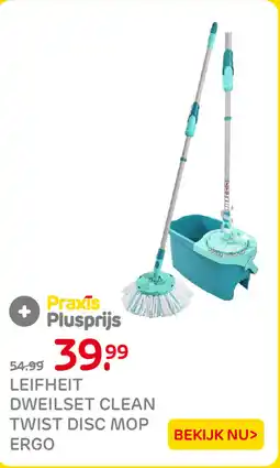 Praxis Leifheit Dweilset Clean Twist Disc Mop Ergo aanbieding