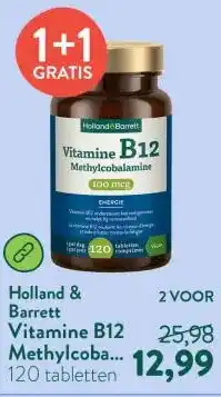Holland & Barrett Vitamine B12 Methylcobalamine 100mcg - 120 tabletten aanbieding