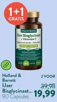 Holland & Barrett IJzer Bisglycinaat 20mg + Vitamine C 100mg aanbieding