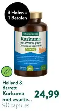 Holland & Barrett Kurkuma met zwarte peper 600mg aanbieding